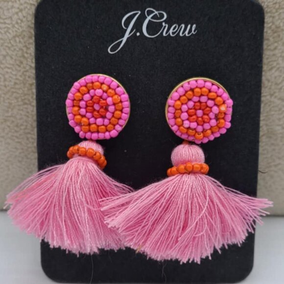 J Crew Beaded Tassel Earrings NWT!  NEW!  BOHO! - Picture 1 of 5